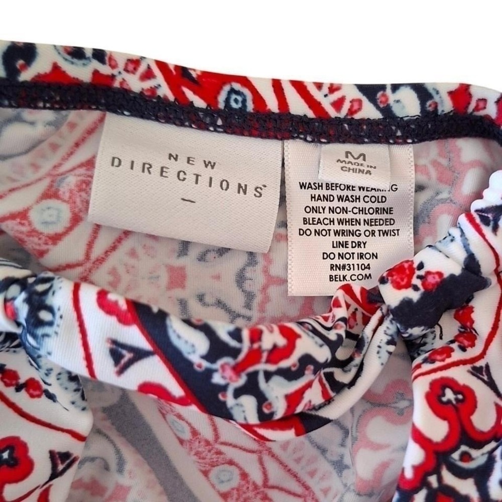 New Directions Swim Tankini M Red Blue Paisley Halter womens swimwear top medium - Picture 7 of 7